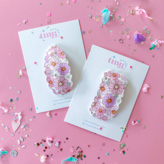Pink Boho Floral, snap clip