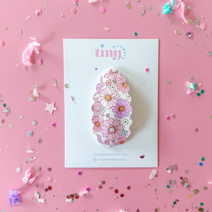 Pink Boho Floral, snap clip
